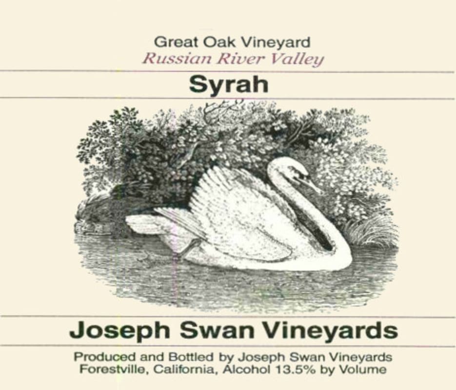 Joseph Swan Great Oak Vineyard Syrah 2007 Front Label