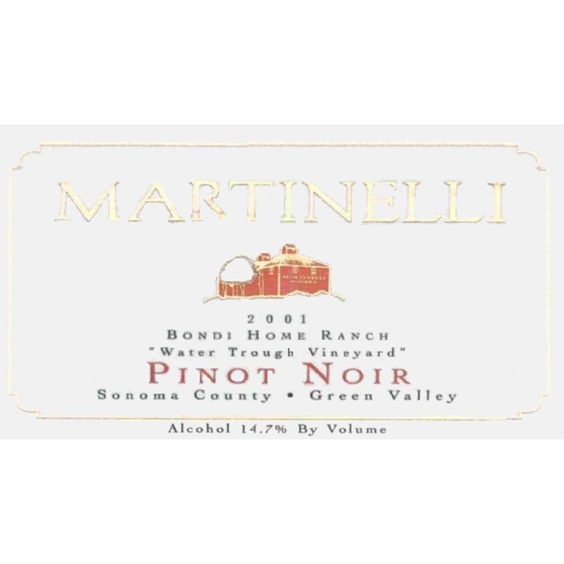 Martinelli Bondi Home Ranch Pinot Noir 2001 Front Label