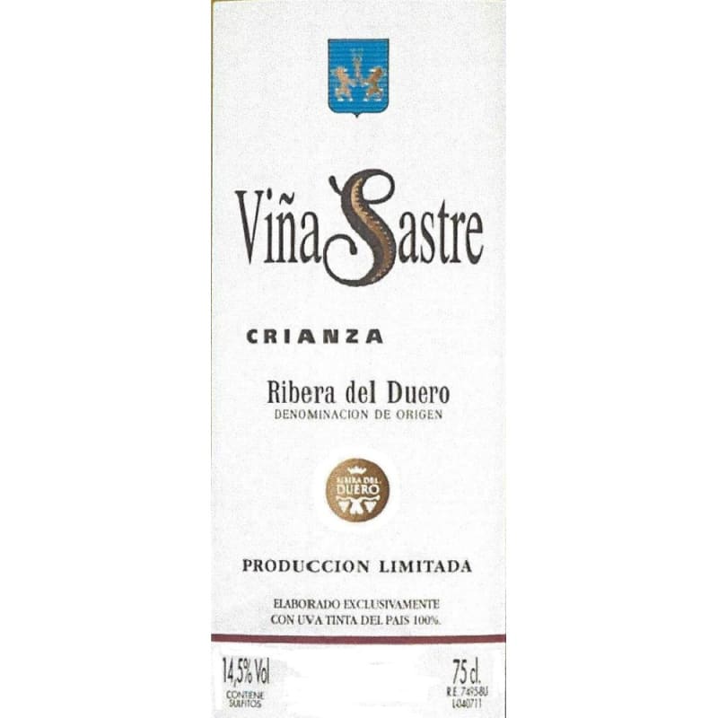 Vina Sastre Crianza 2010 Front Label