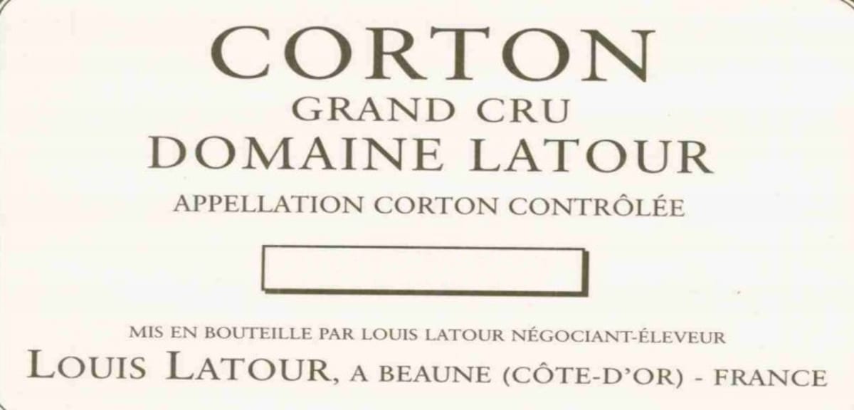 Louis Latour Corton Grand Cru 1999 Front Label