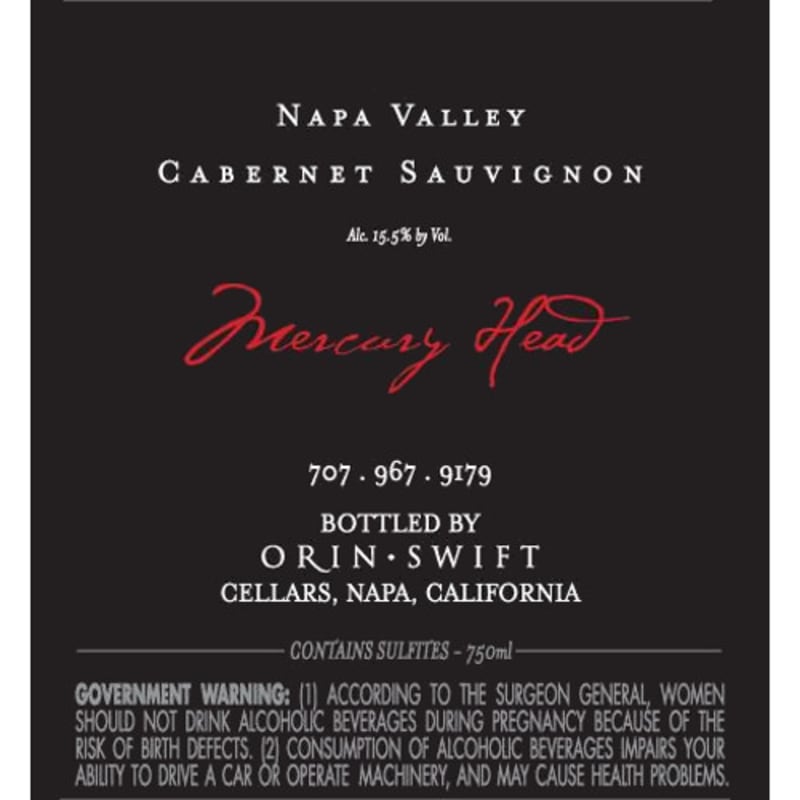 Orin Swift Cellars Mercury Head Cabernet Sauvignon 2012 Front Label