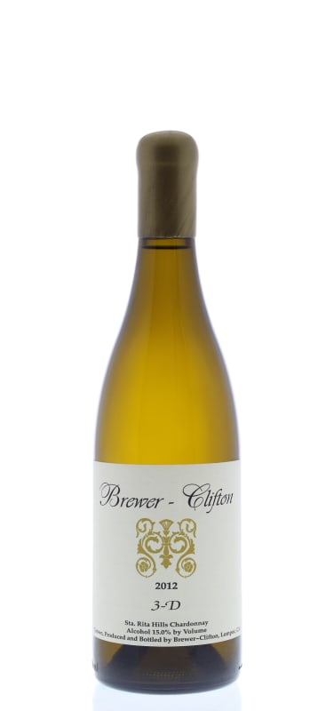 Brewer-Clifton 3D Chardonnay 2012 Front Bottle Shot