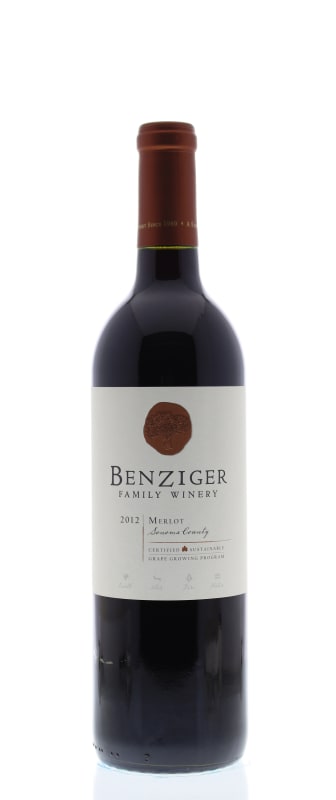 Benziger Merlot 2012 Front Bottle Shot