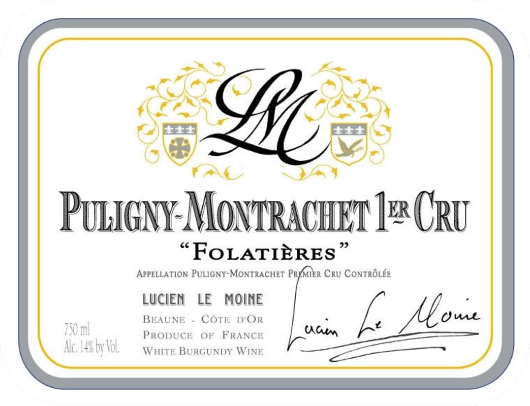 Lucien Le Moine Puligny-Montrachet Folatieres Premier Cru 2013 Front Label