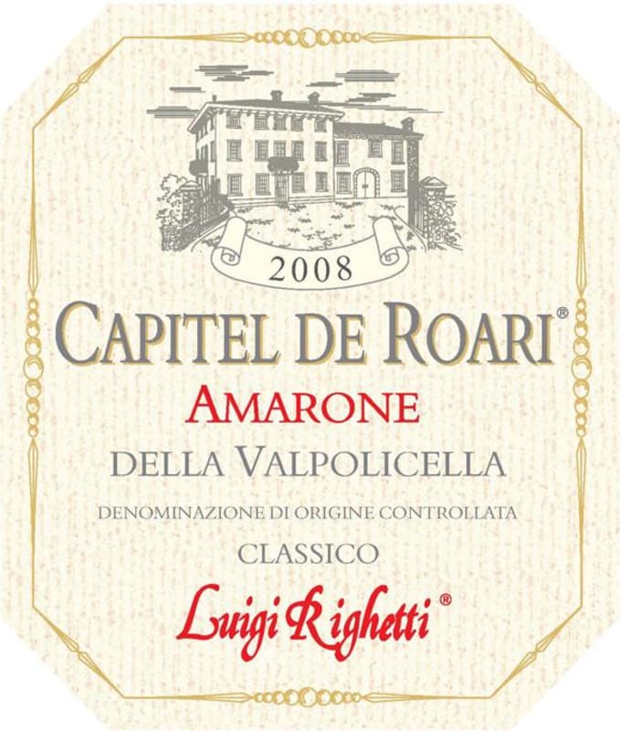 Righetti Capitel De' Roari Amarone della Valpolicella 2008 Front Label