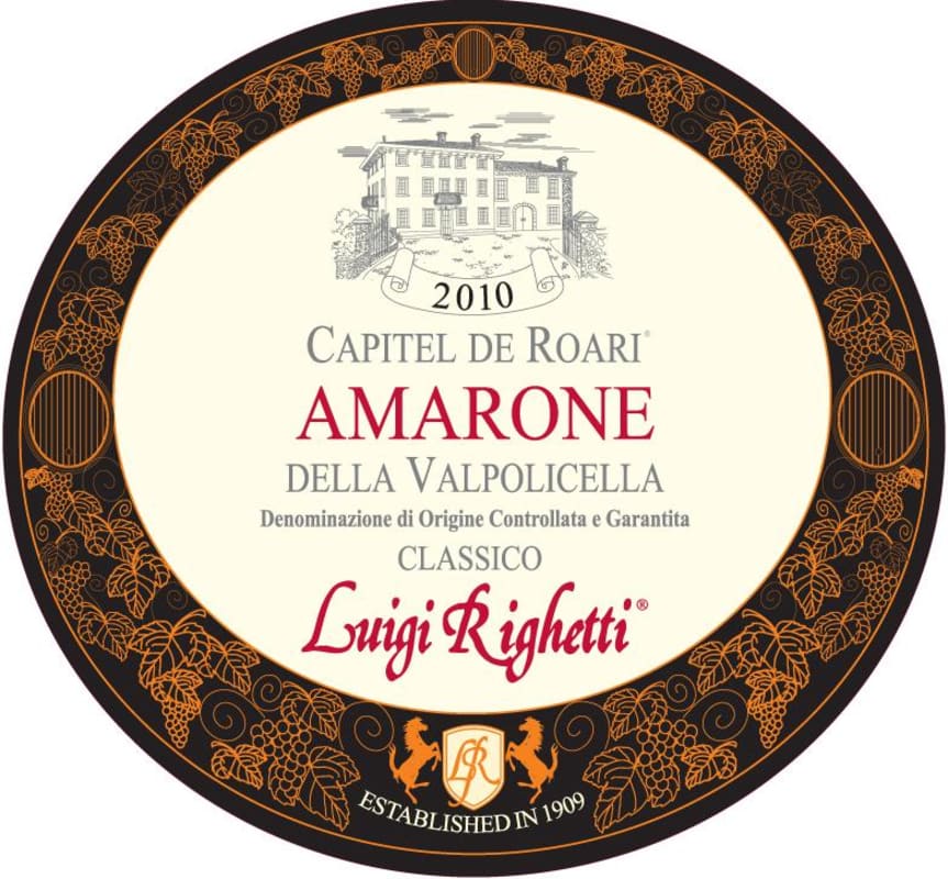 Righetti Capitel De' Roari Amarone della Valpolicella 2010 Front Label