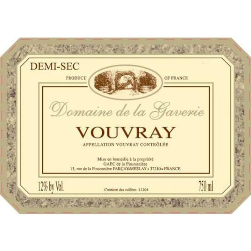 Domaine de la Gaverie Vouvray Demi-Sec Chenin Blanc 2012 Front Label