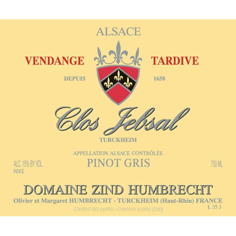 Zind-Humbrecht Clos Jebsal Pinot Gris 1996 Front Label