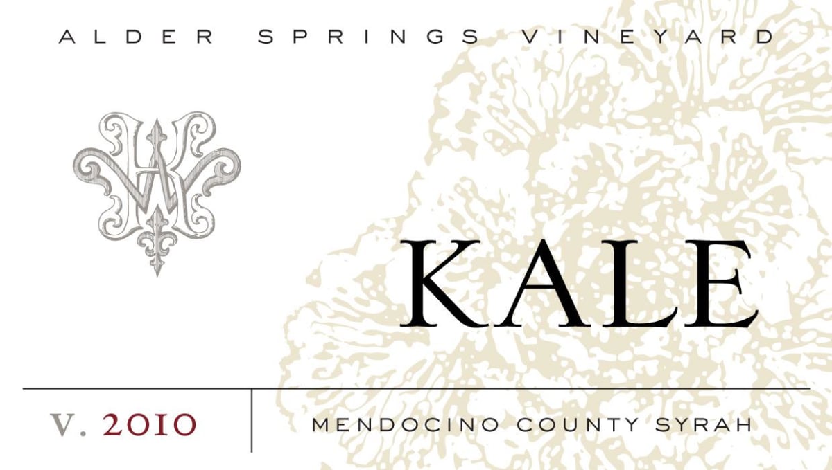 Kale Alder Springs Vineyard Syrah 2010 Front Label