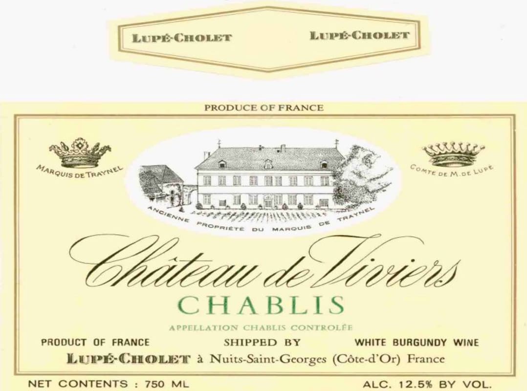 Lupe-Cholet Chateau de Viviers Chablis 2012 Front Label