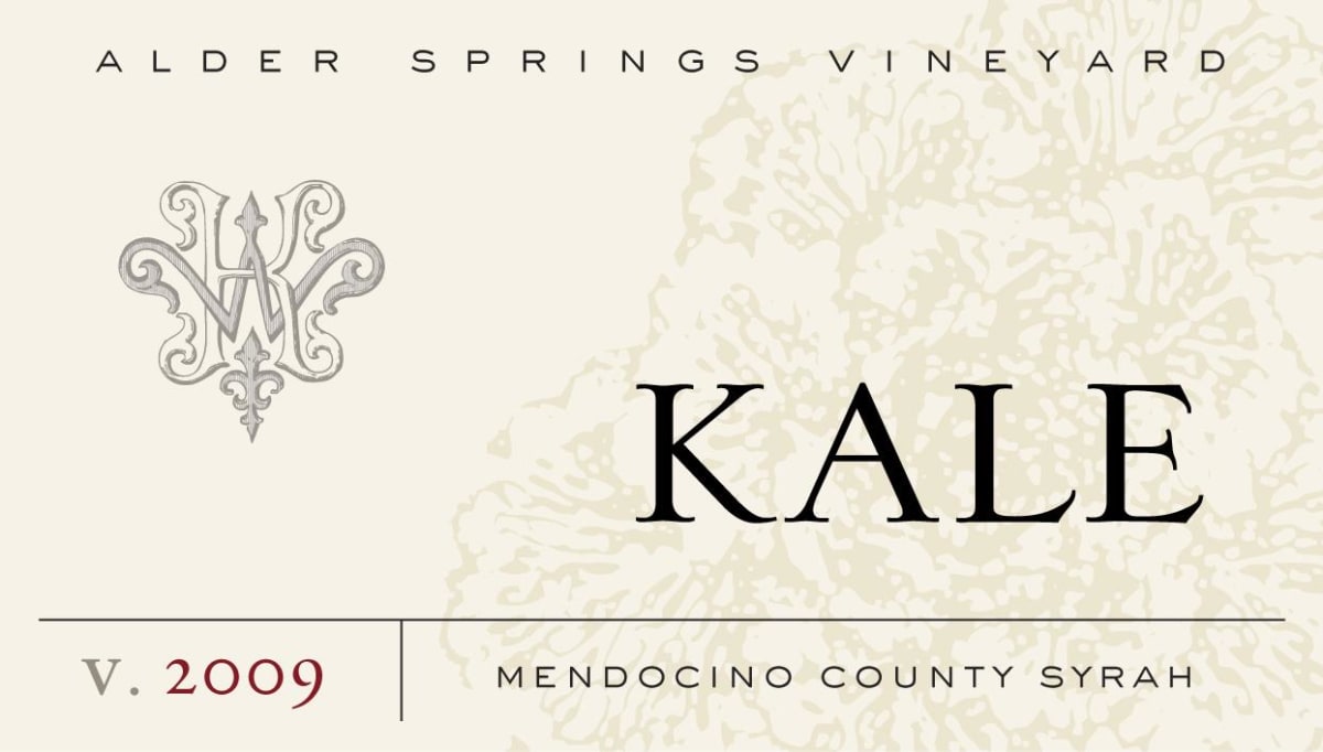Kale Alder Springs Vineyard Syrah 2009 Front Label