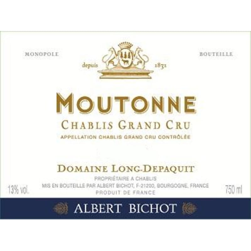 Albert Bichot Chablis Grand Cru Moutonne Monopole 2012 Front Label