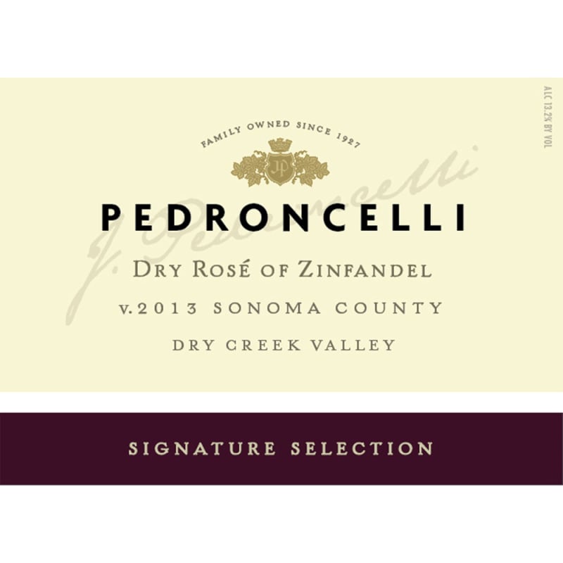 Pedroncelli Zinfandel Rose 2013 Front Label