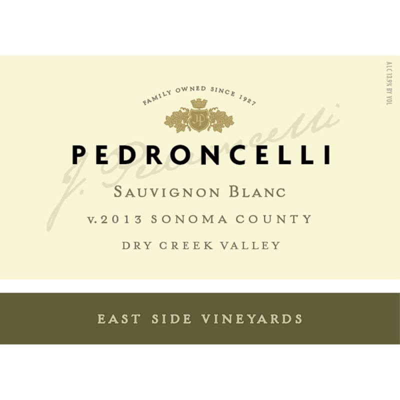 Pedroncelli East Side Vineyard Sauvignon Blanc 2013 Front Label