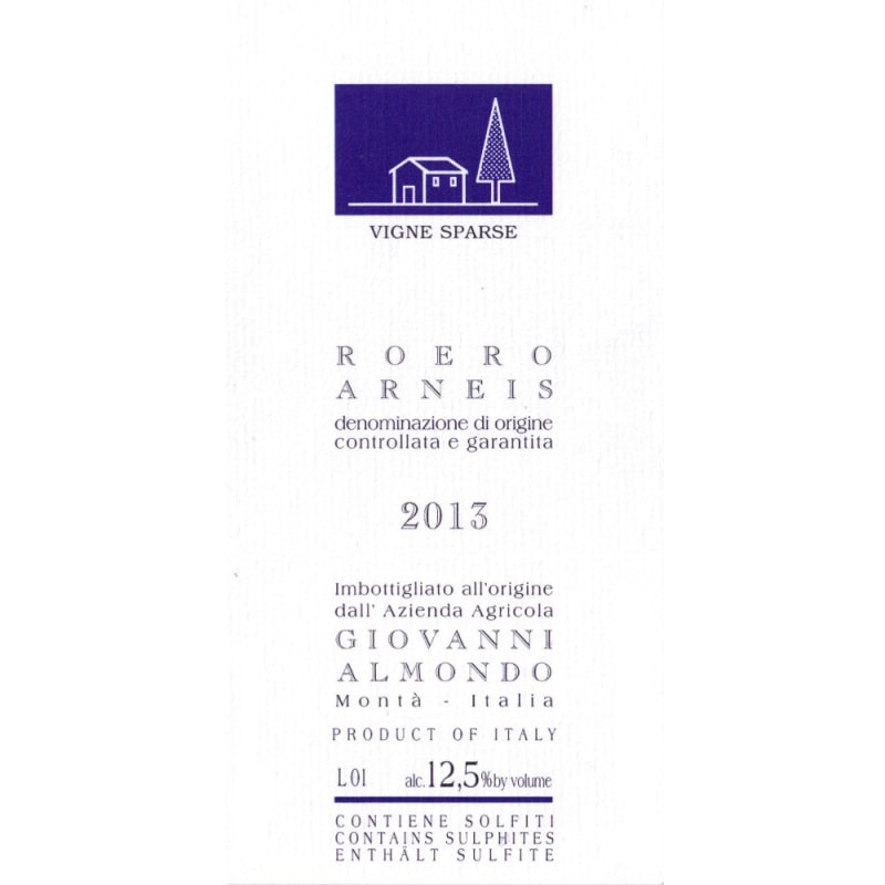 Giovanni Almondo Vigne Sparse Arneis 2013 Front Label