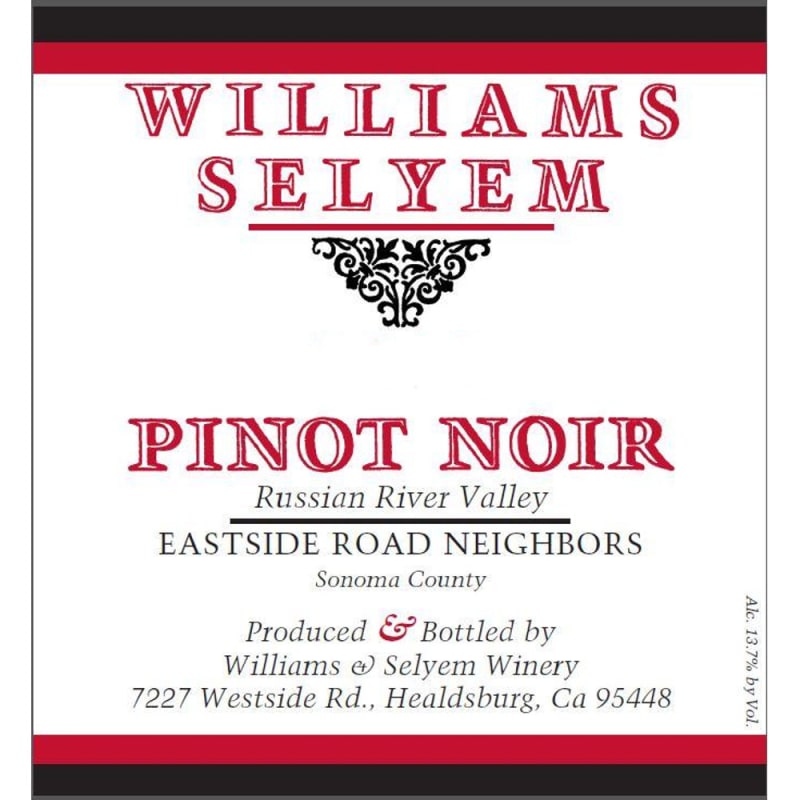 Williams Selyem Eastside Road Neighbors Pinot Noir 2012 Front Label