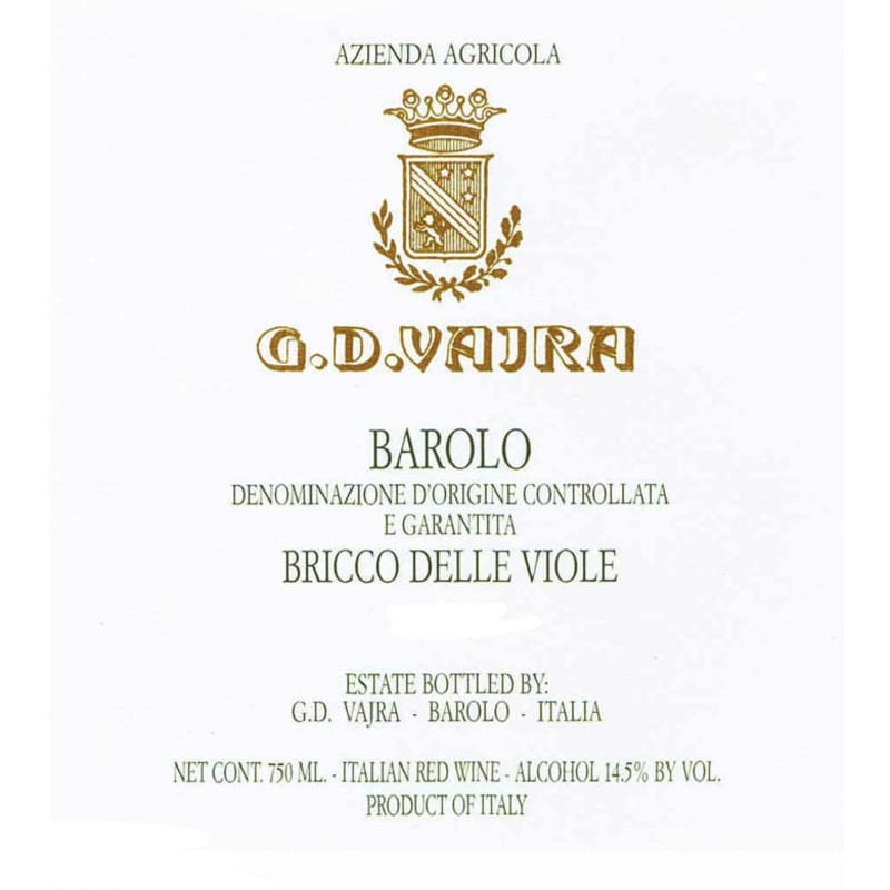 G.D. Vajra Barolo Bricco Delle Viole 2010 Front Label