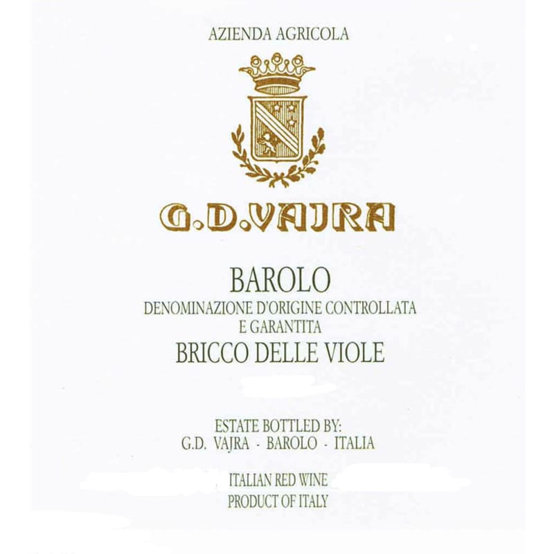 G.D. Vajra Barolo Bricco Delle Viole (3 Liter Bottle) 2010 Front Label