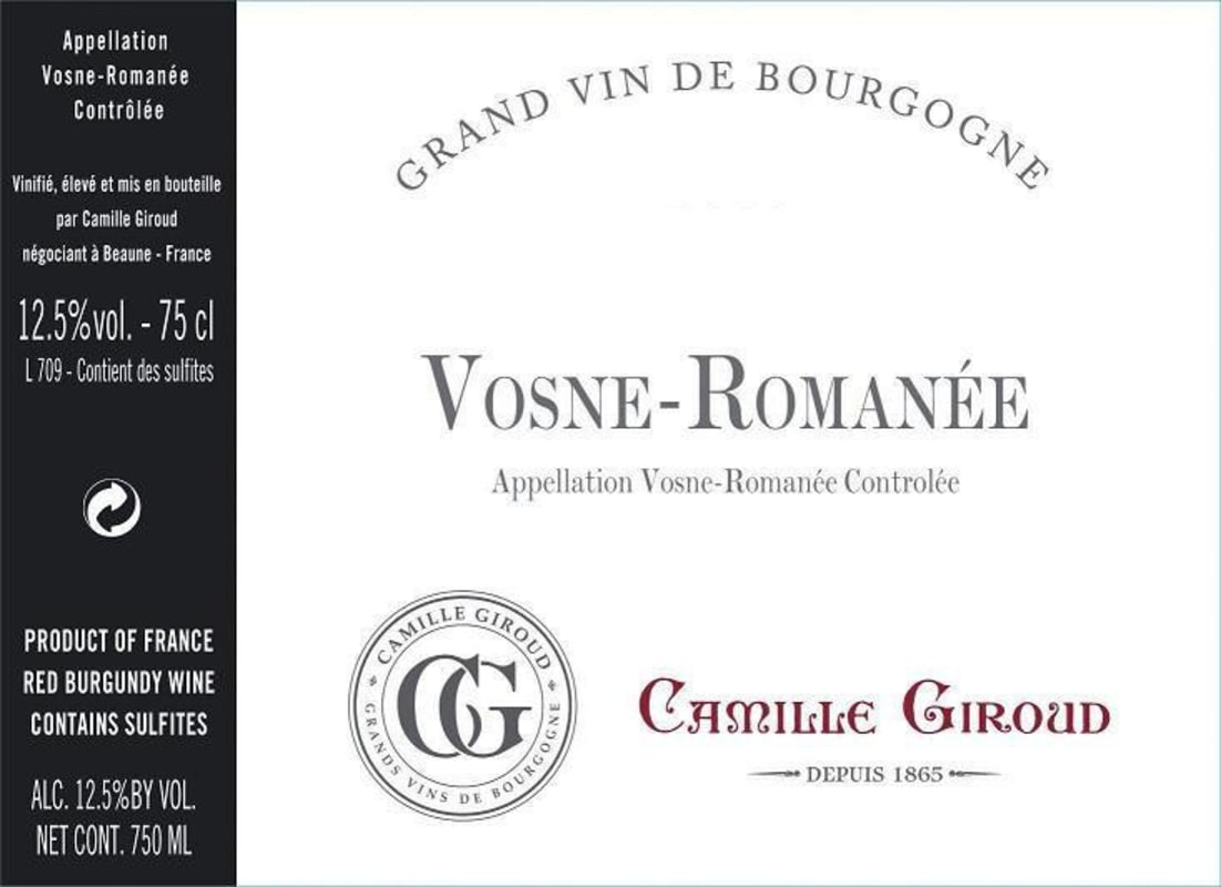 Camille Giroud Vosne Romanee Rouge 2004 Front Label