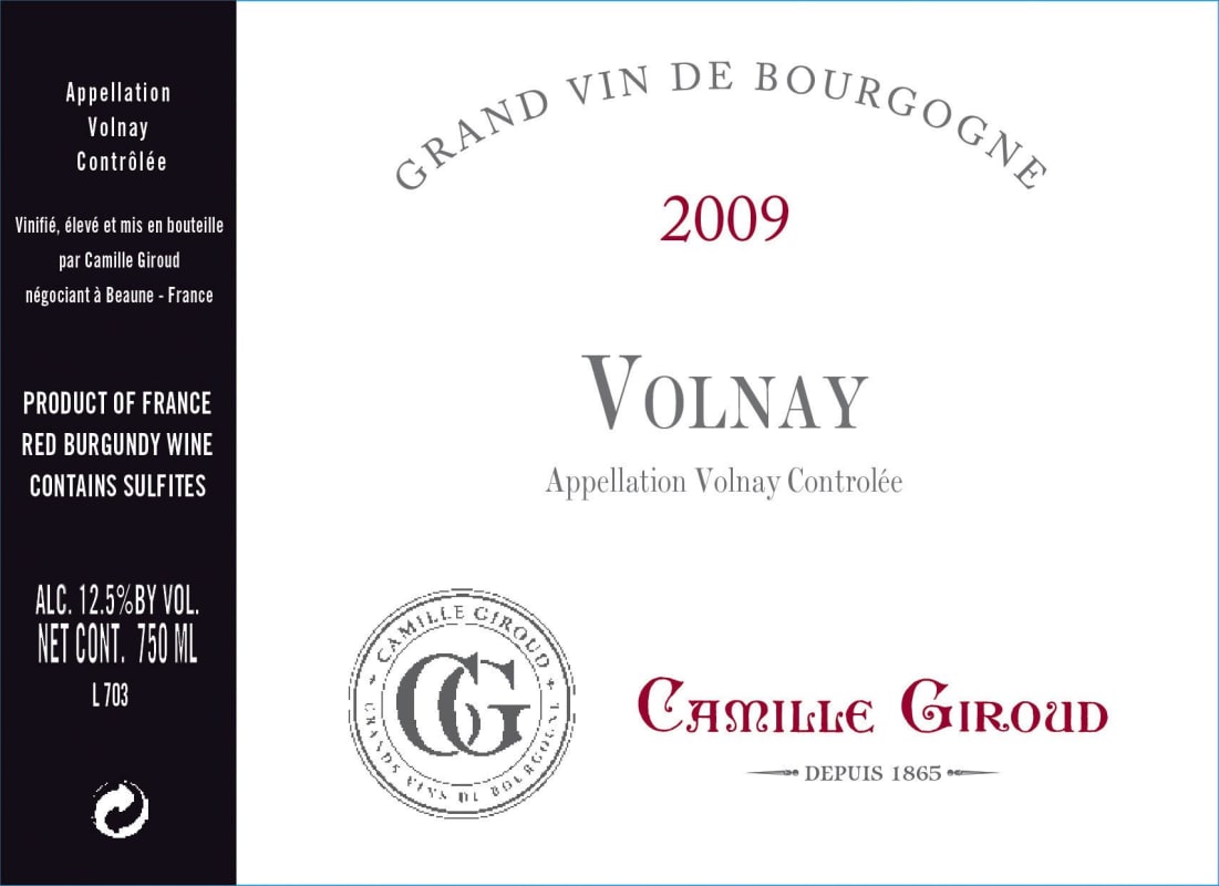 Camille Giroud Volnay Rouge 2009 Front Label