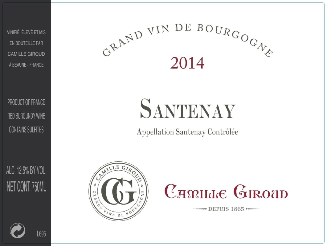 Camille Giroud Santenay 2014 Front Label