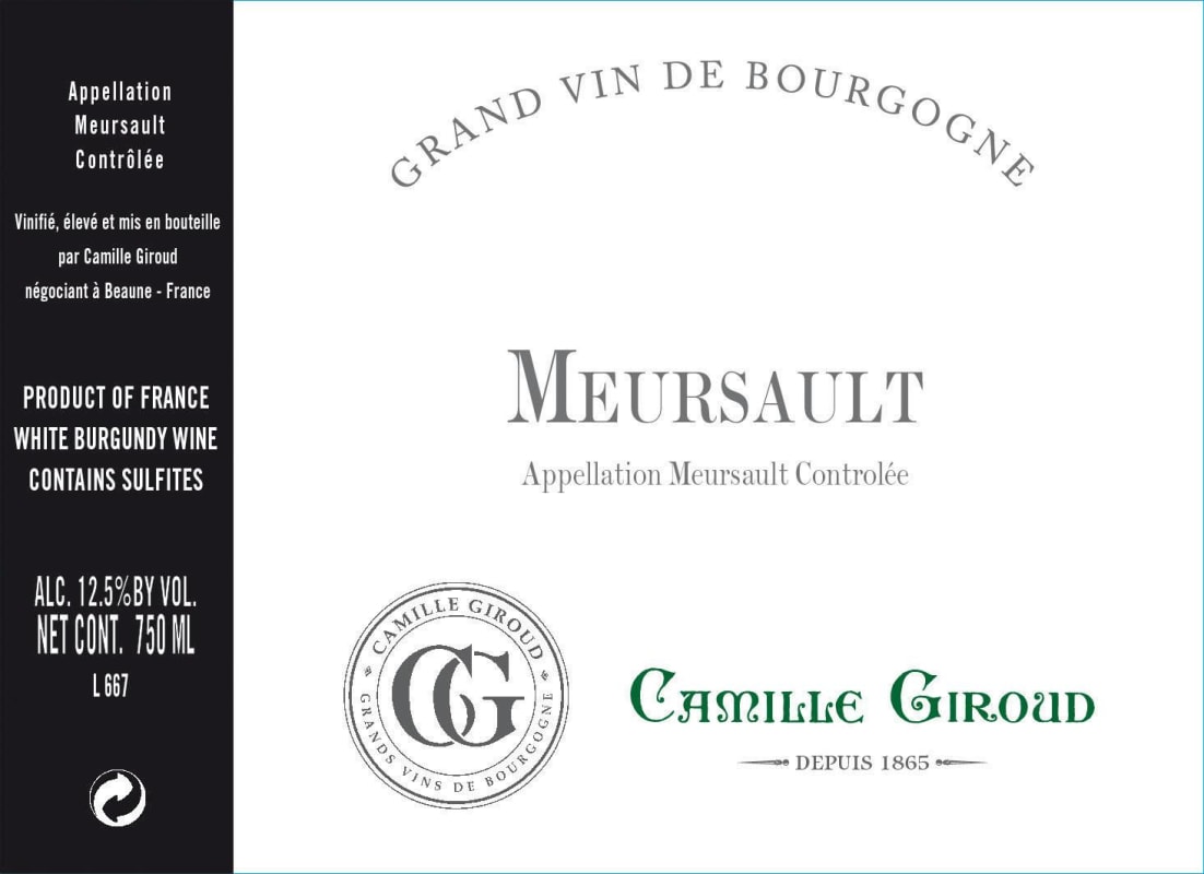 Camille Giroud Meursault Blanc 2013 Front Label
