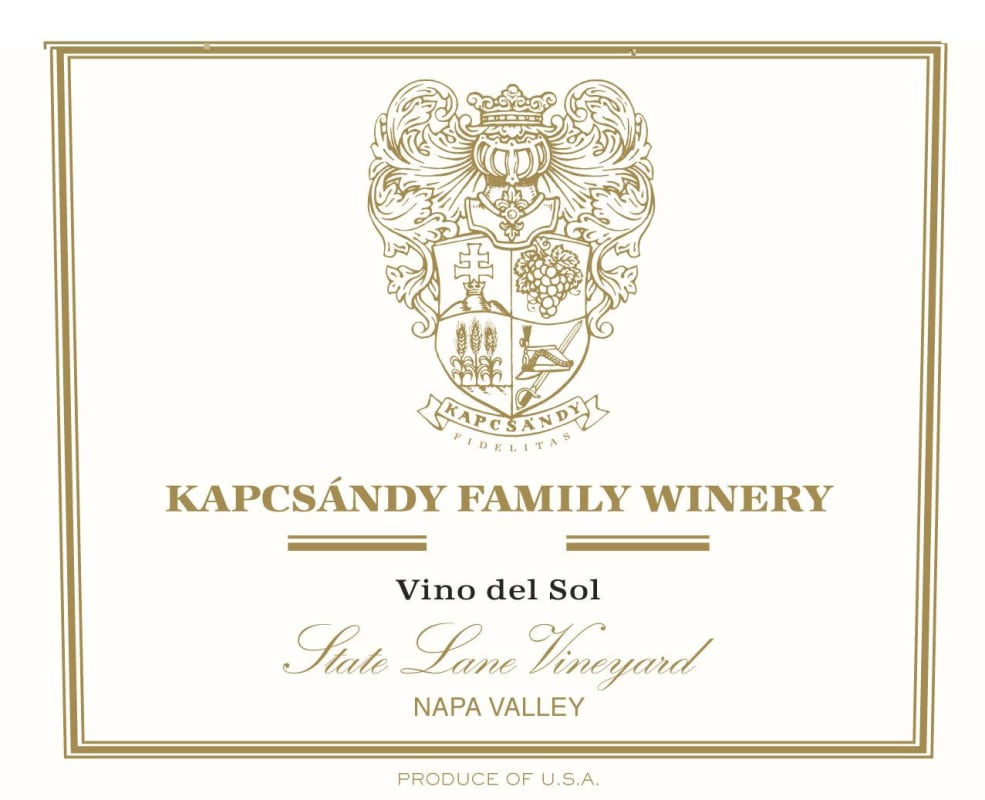 Kapcsandy Family Winery Vino del Sol 2010 Front Label