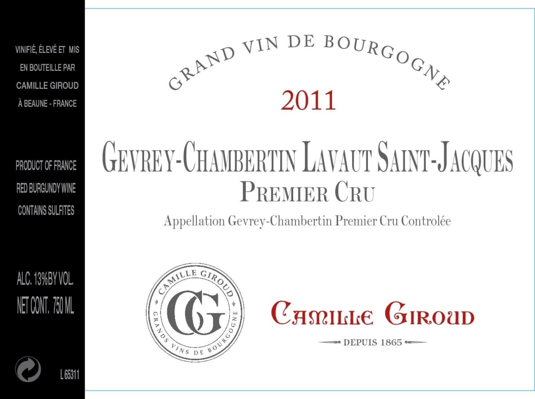 Camille Giroud Gevrey Chambertin Lavaut Saint Jacques 2011 Front Label