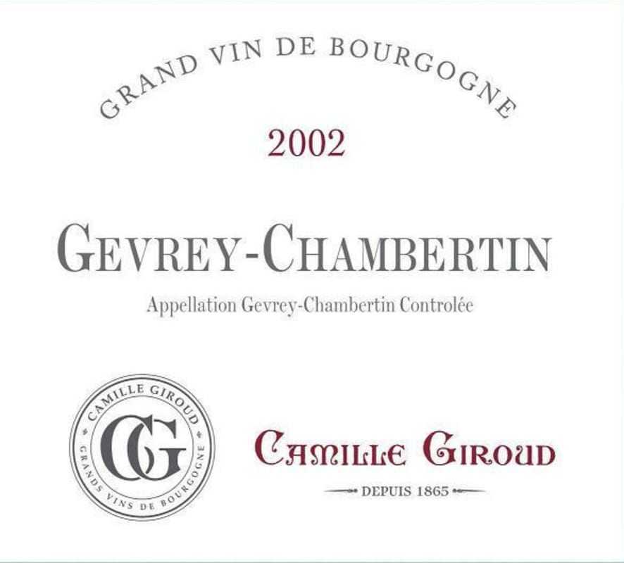 Camille Giroud Gevery Chambertin 2002 Front Label
