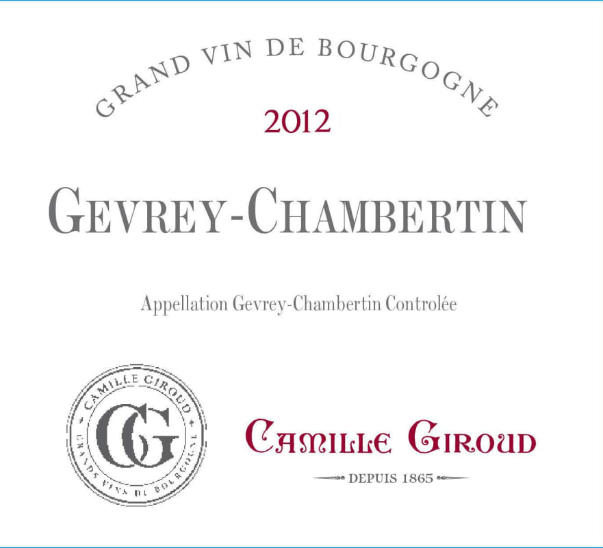 Camille Giroud Gevery Chambertin 2012 Front Label