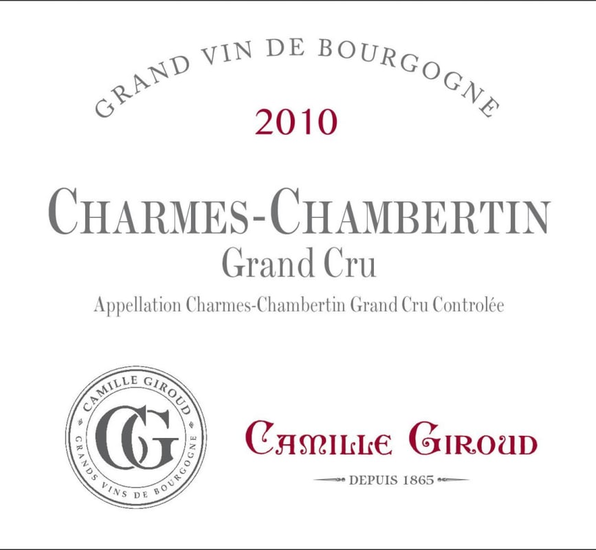 Camille Giroud Charmes Chambertin Grand Cru 2010 Front Label