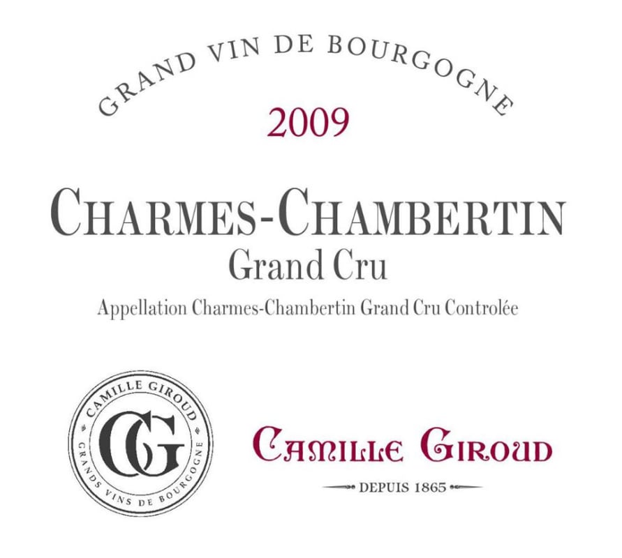 Camille Giroud Charmes Chambertin Grand Cru 2009 Front Label