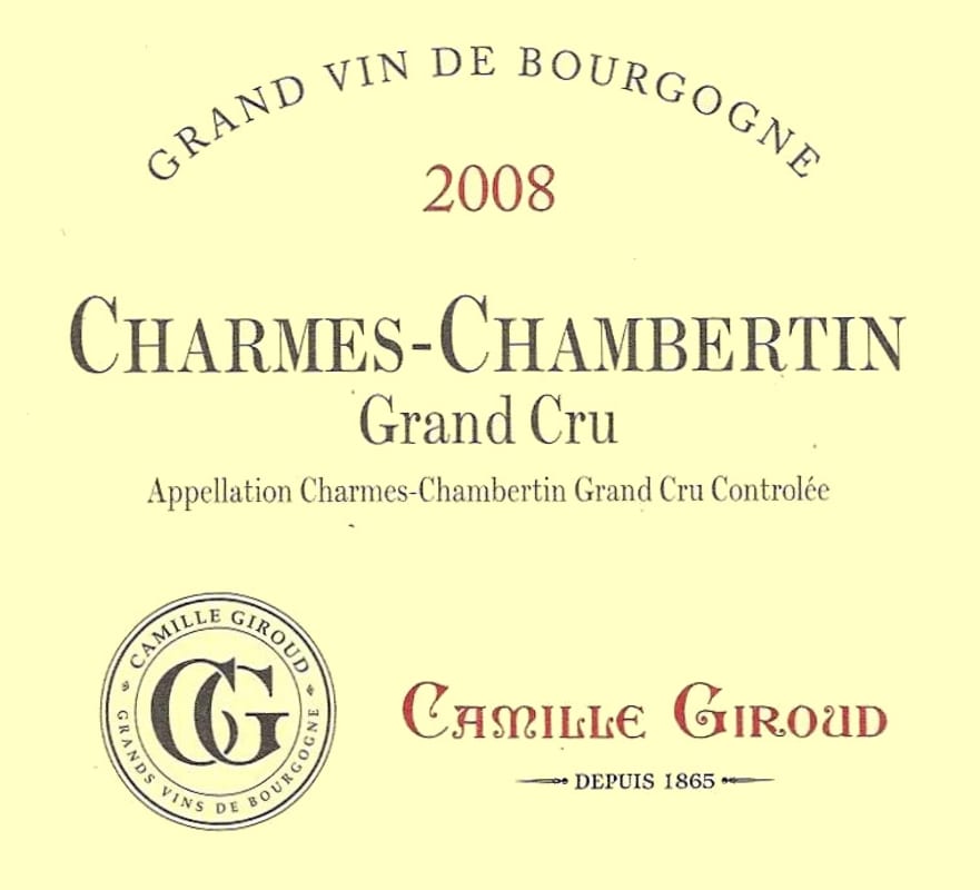 Camille Giroud Charmes Chambertin Grand Cru 2008 Front Label
