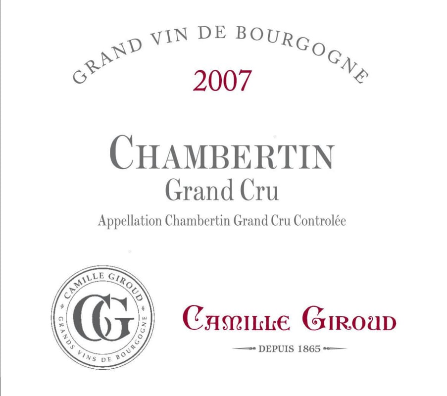 Camille Giroud Chambertin Grand Cru 2007 Front Label