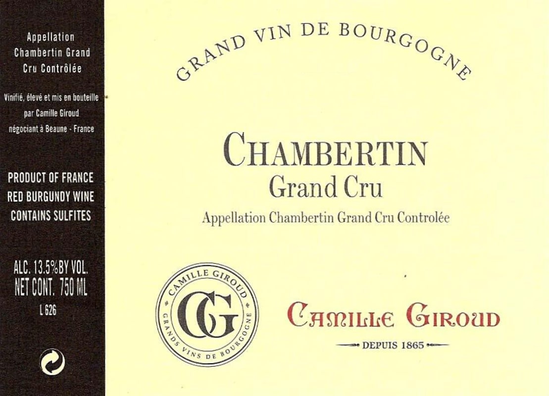 Camille Giroud Chambertin Grand Cru 2009 Front Label