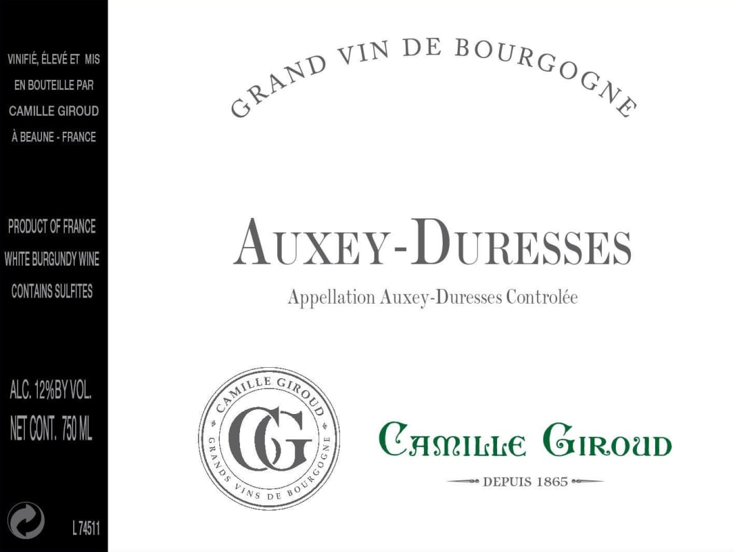 Camille Giroud Auxey Duresses Blanc 2014 Front Label