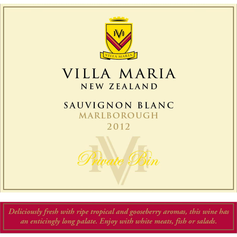 Villa Maria Private Bin Sauvignon Blanc 2012 Front Label