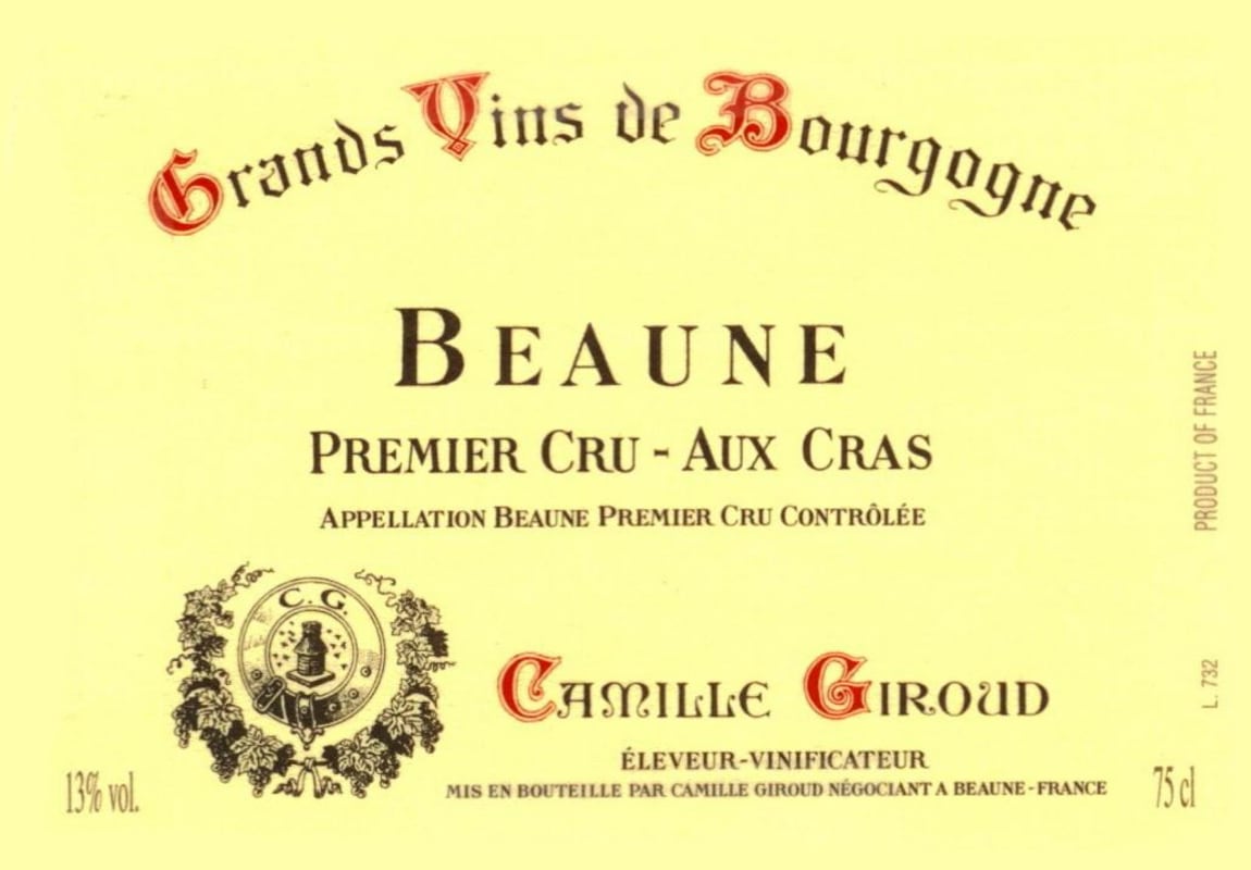 Camille Giroud Beaune Aux Cras 2008 Front Label