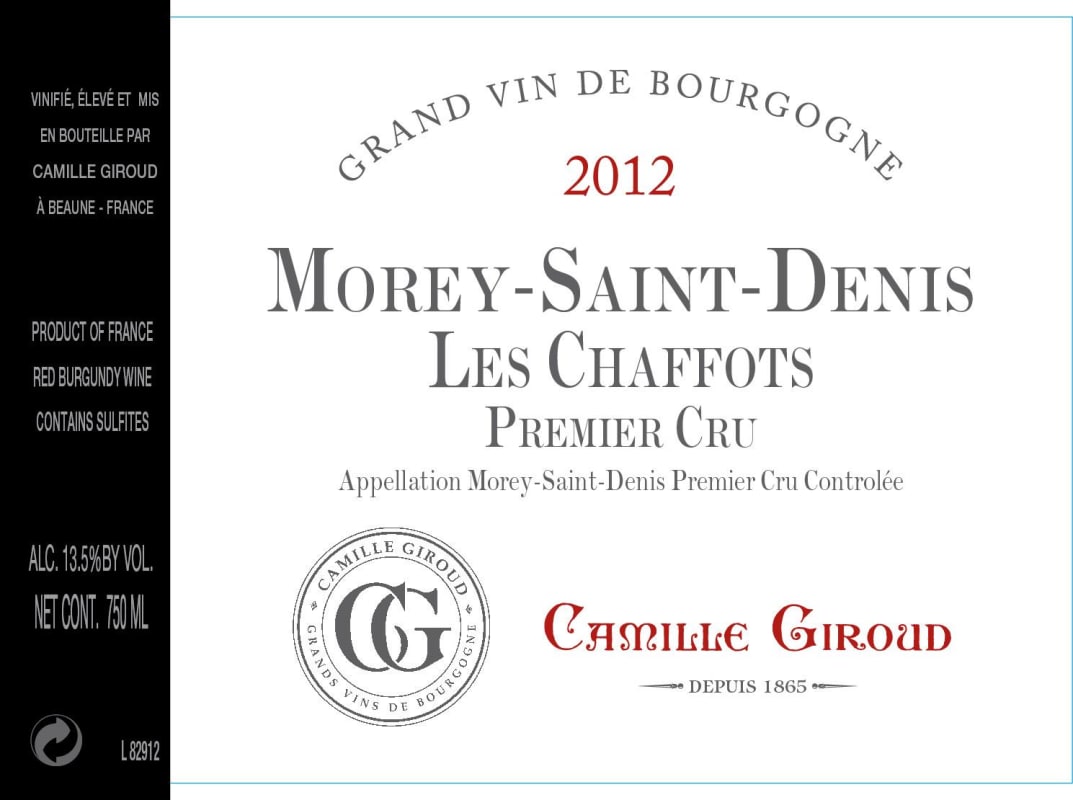 Camille Giroud Morey-Saint-Denis Premier Cru Aux Chaffots 2012 Front Label