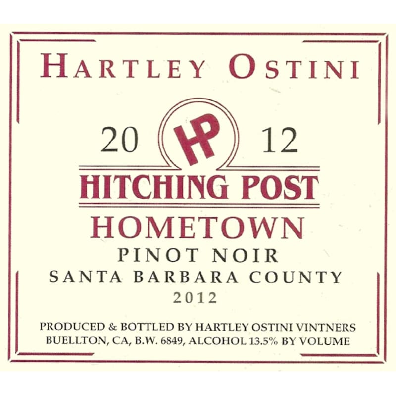 Hitching Post Hometown Pinot Noir 2012 Front Label