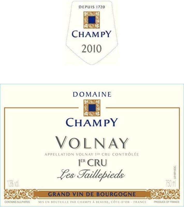 Maison Champy Volnay Les Taillepieds Premier Cru 2010 Front Label