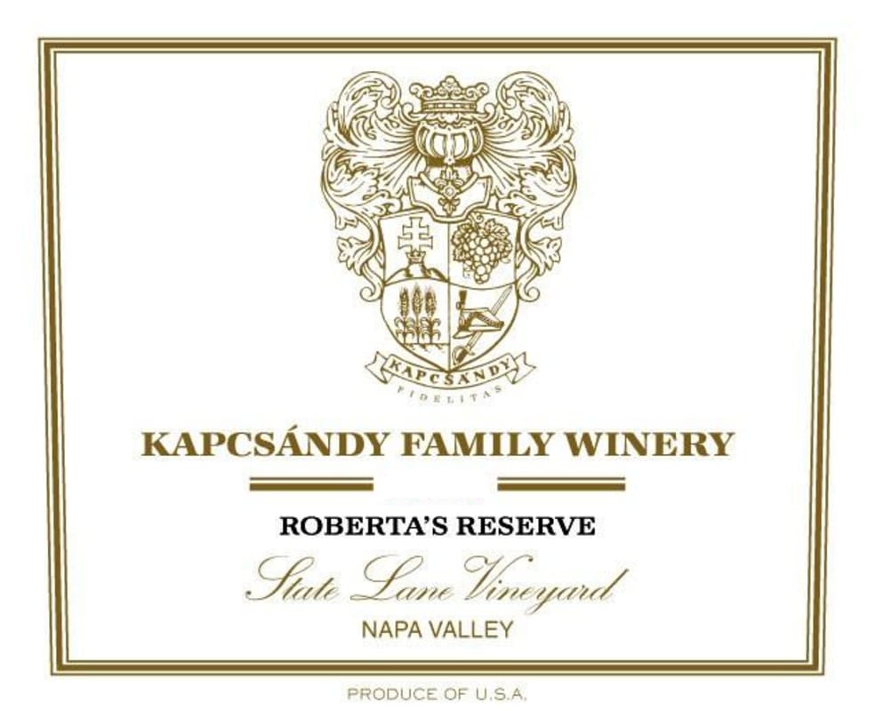 Kapcsandy Family Winery State Lane Vineyard Roberta's Reserve 2010 Front Label