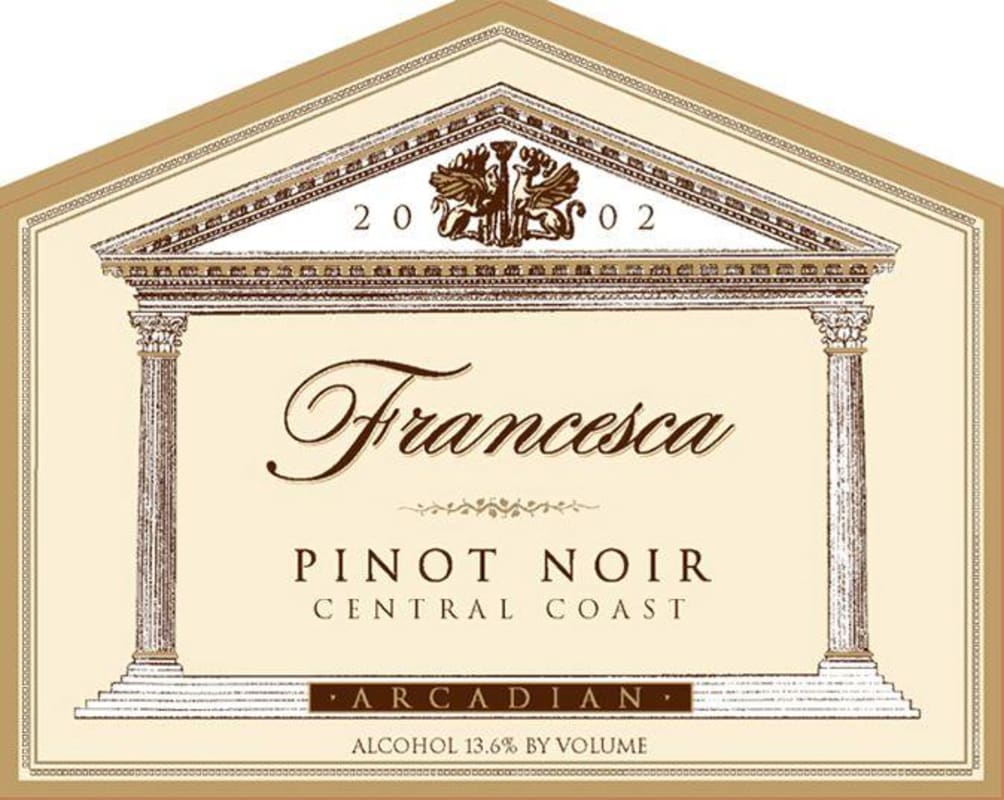 Arcadian Francesca Pinot Noir 2002 Front Label