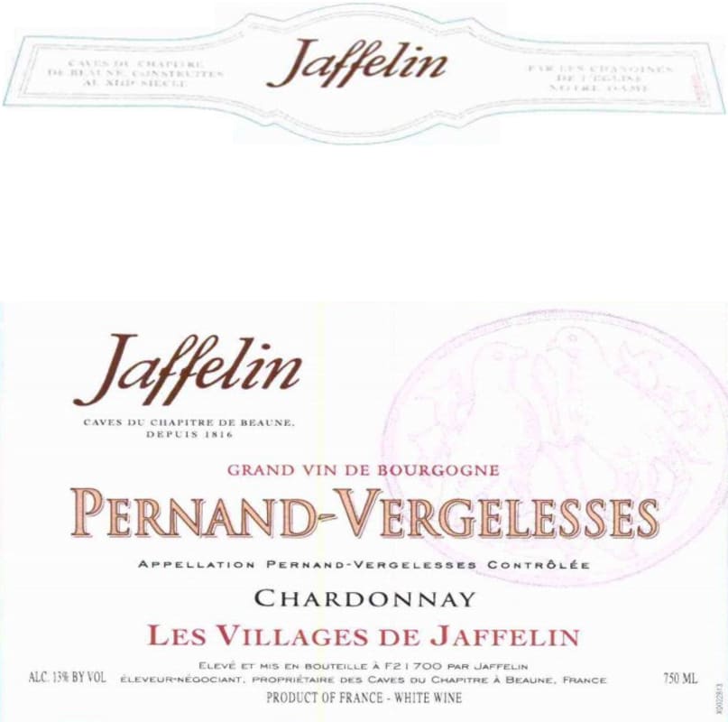 Jaffelin Pernand-Vergelesses Les Village de Jaffelin Blanc 2012 Front Label