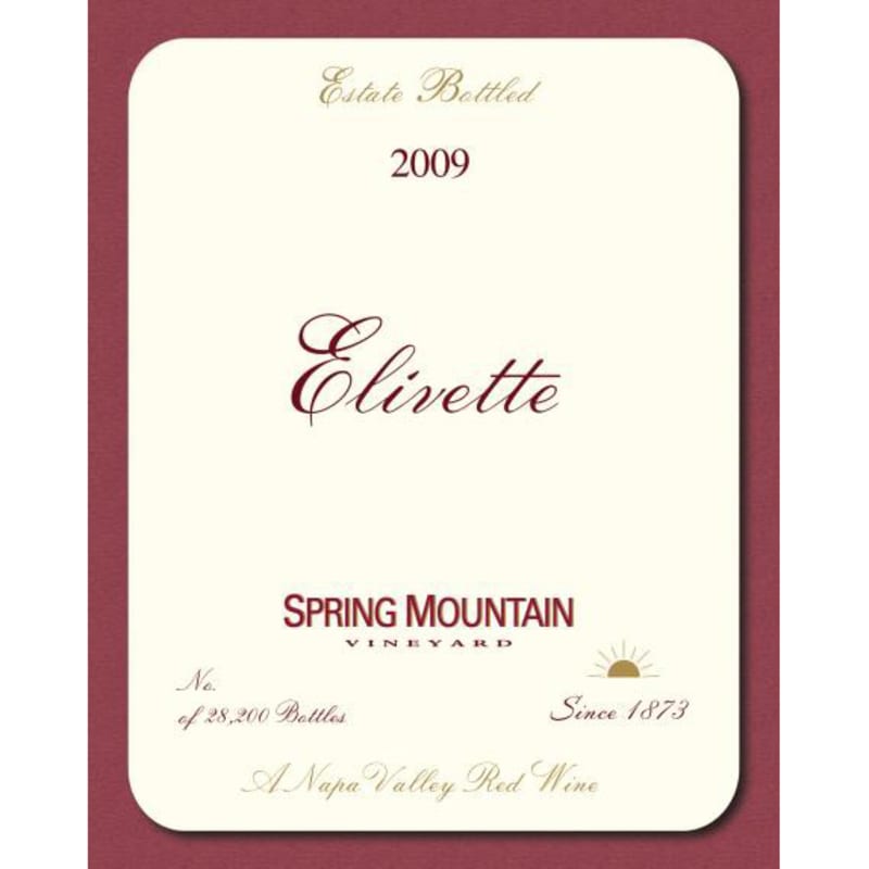 Spring Mountain Vineyard Elivette 2009 Front Label