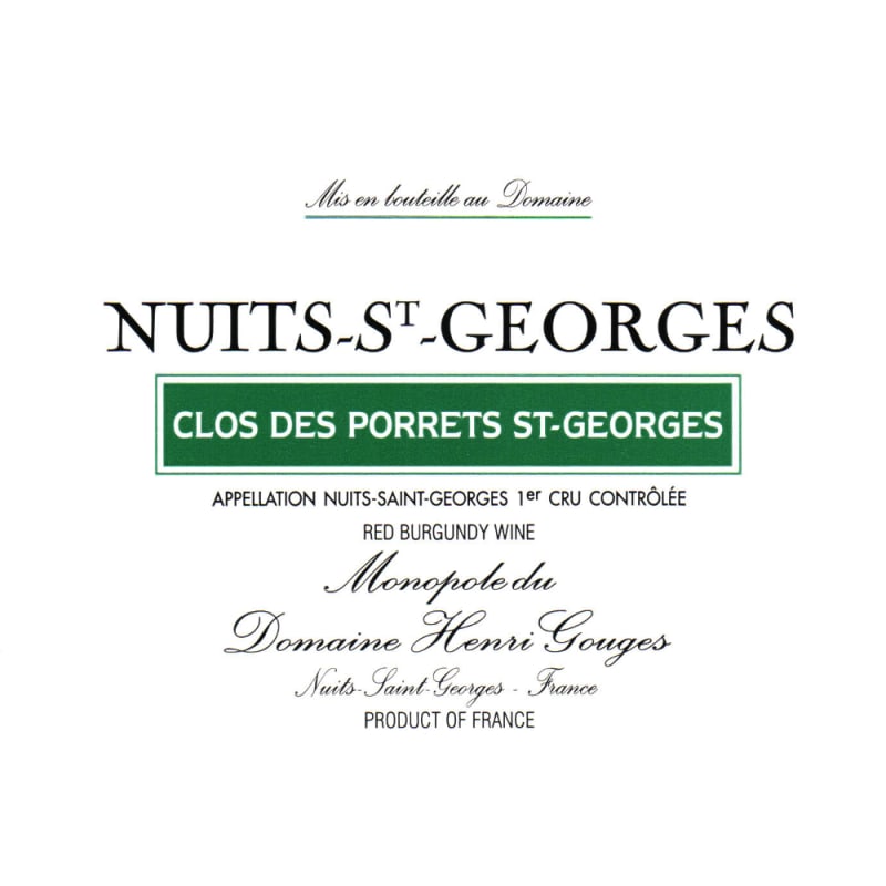 Domaine Henri Gouges Nuits-St-Georges Clos des Porrets St. Georges Premier Cru (375ML) 2012 Front Label
