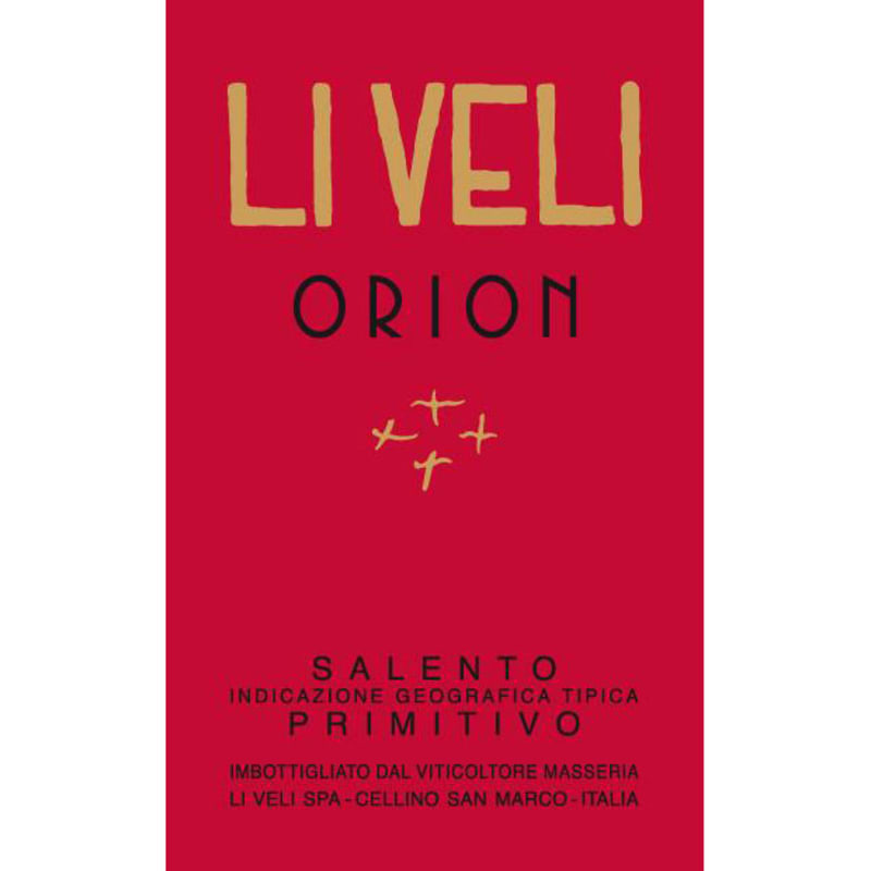 Li Veli Orion Primitivo 2013 Front Label