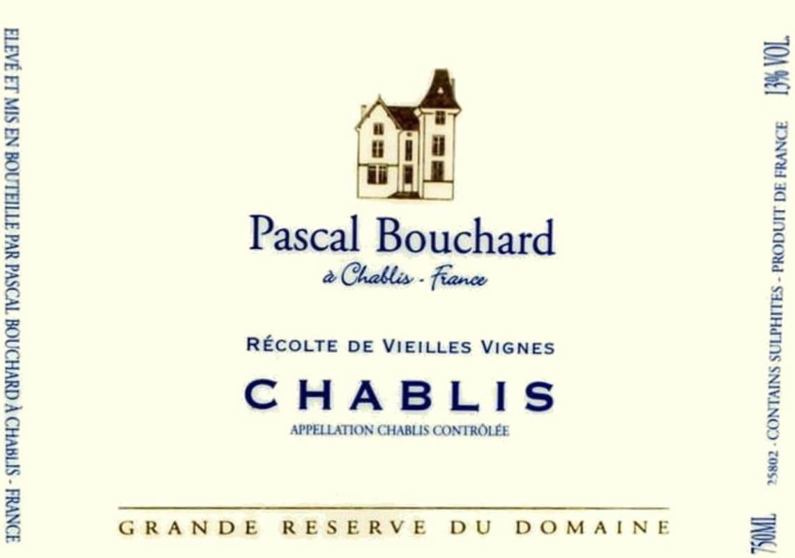 Pascal Bouchard Grande Reserve du Domaine Chablis 2012 Front Label