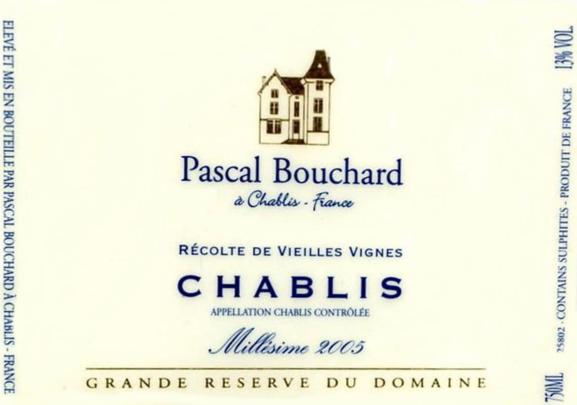 Pascal Bouchard Grande Reserve du Domaine Chablis 2005 Front Label
