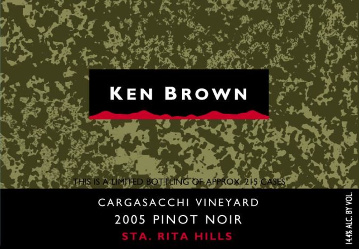 Ken Brown Cargasacchi Vineyard Pinot Noir 2005 Front Label